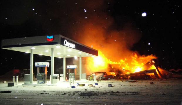 Chevron Gas station ire in Alska